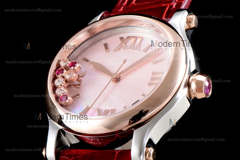 Chopard Happy Diams Sapphire RG/LE TT Pin/Red YFF ASIA2892-2 Automatic Happy Sport