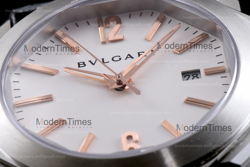 Bvlgari OCTO Series SS/LE Wht/Blk ZLO Automatic 102207 BGO41WSLD