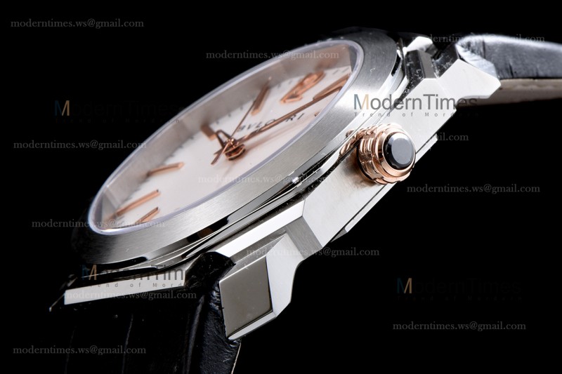 Bvlgari OCTO Series SS/LE Wht/Blk ZLO Automatic 102207 BGO41WSLD
