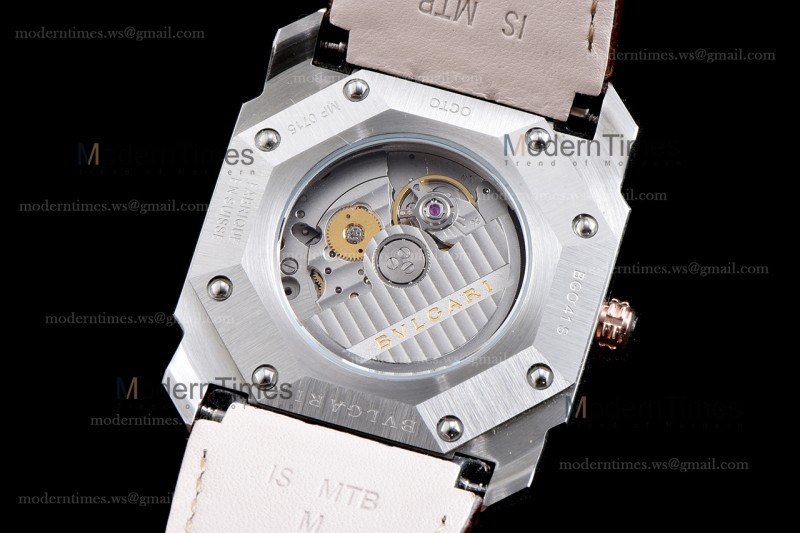 Bvlgari OCTO Series SS/LE Wht/Bro ZLO Automatic 102207 BGO41WSLD