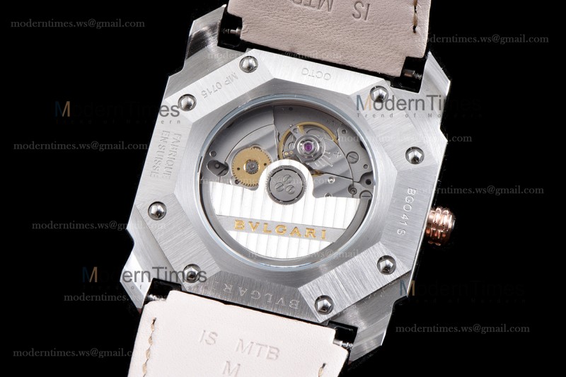 Bvlgari OCTO Series SS/LE Wht/Blk ZLO Automatic 102207 BGO41WSLD