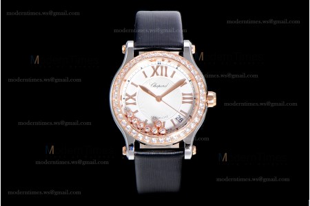 Chopard Happy Diamonds Sapphire RG/SC Wht/Blk YFF ASIA2892-2 Automatic 278559-3003