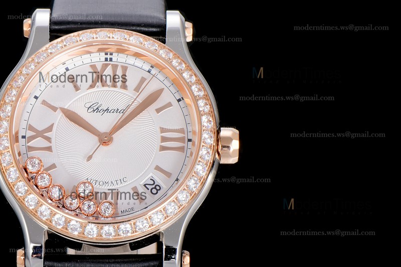 Chopard Happy Diamonds Sapphire RG/SC Wht/Blk YFF ASIA2892-2 Automatic 278559-3003