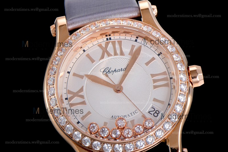 Chopard Happy Diamonds Sapphire RG/SC Wht/Gry YFF ASIA2892-2 Automatic 278559-3003