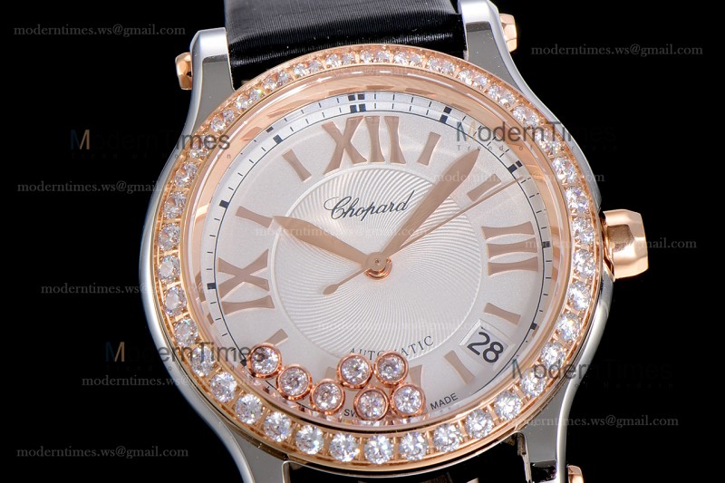 Chopard Happy Diamonds Sapphire RG/SC Wht/Blk YFF ASIA2892-2 Automatic 278559-3003