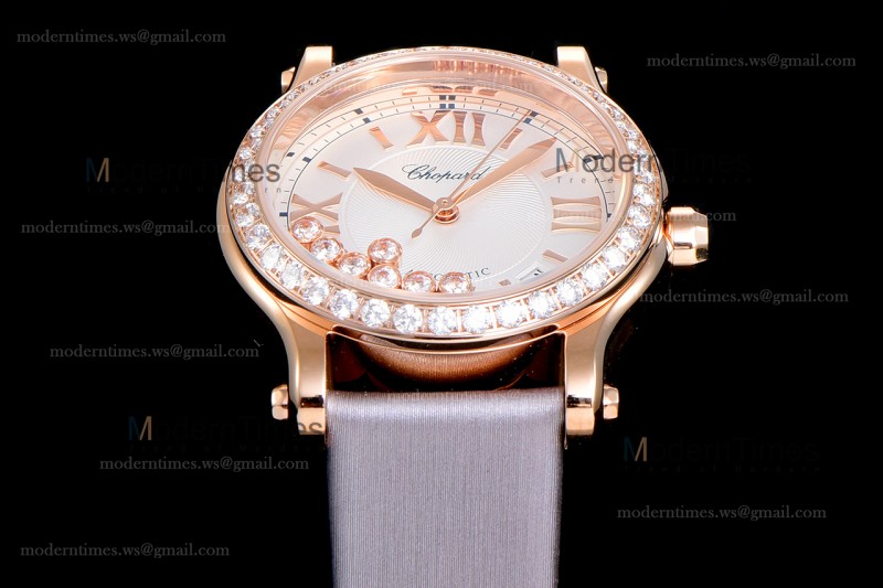 Chopard Happy Diamonds Sapphire RG/SC Wht/Gry YFF ASIA2892-2 Automatic 278559-3003