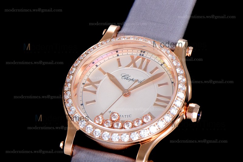 Chopard Happy Diamonds Sapphire RG/SC Wht/Gry YFF ASIA2892-2 Automatic 278559-3003