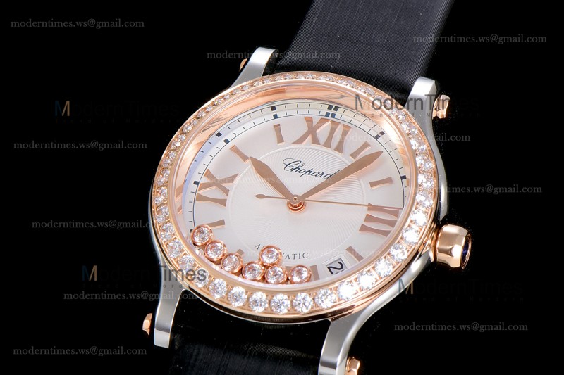 Chopard Happy Diamonds Sapphire RG/SC Wht/Blk YFF ASIA2892-2 Automatic 278559-3003