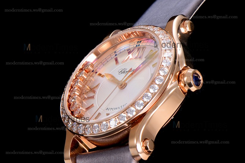 Chopard Happy Diamonds Sapphire RG/SC Wht/Gry YFF ASIA2892-2 Automatic 278559-3003