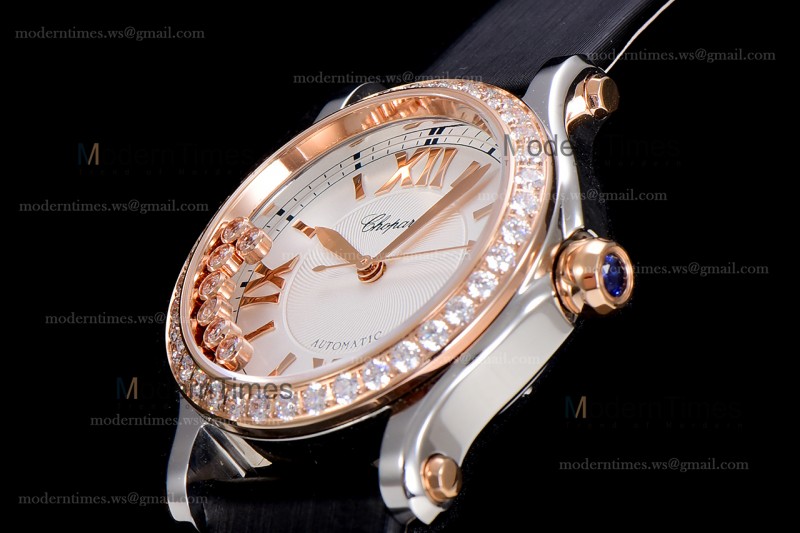 Chopard Happy Diamonds Sapphire RG/SC Wht/Blk YFF ASIA2892-2 Automatic 278559-3003