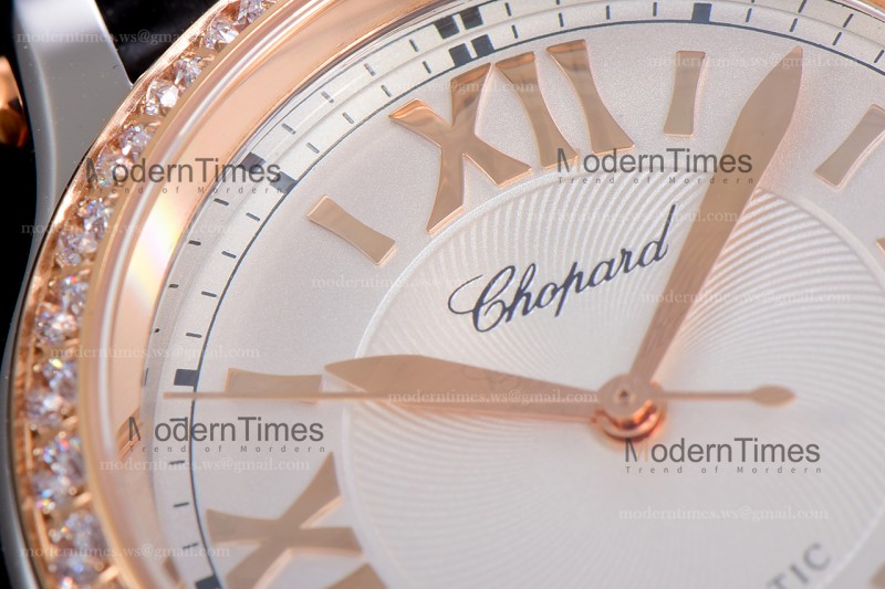 Chopard Happy Diamonds Sapphire RG/SC Wht/Blk YFF ASIA2892-2 Automatic 278559-3003