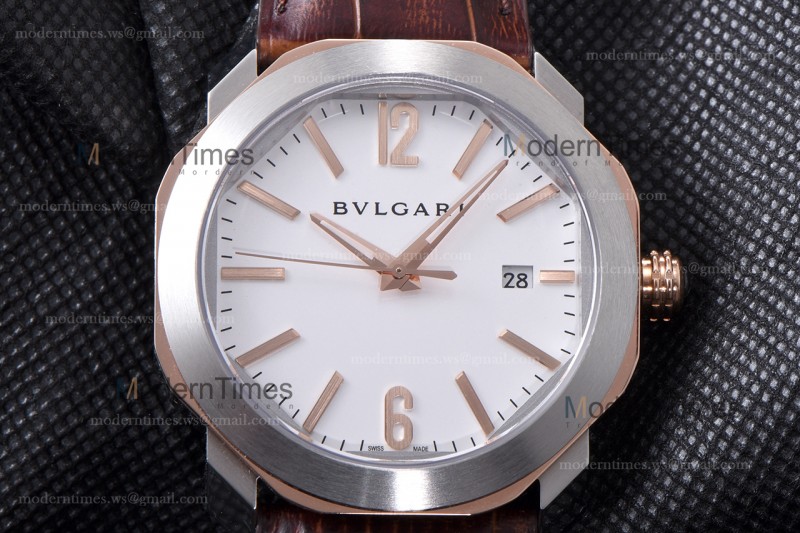 Bvlgari OCTO Series RG/LE Wht/Bro ZLO TT Aitomatic 102703 OC41C6SPGLD