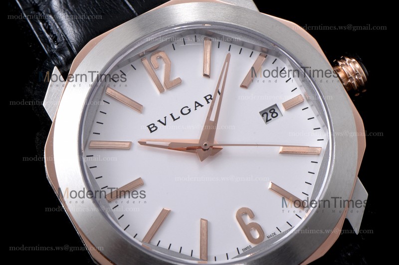 Bvlgari OCTO Series RG/LE Wht/Blk ZLO TT Aitomatic 102703 OC41C6SPGLD