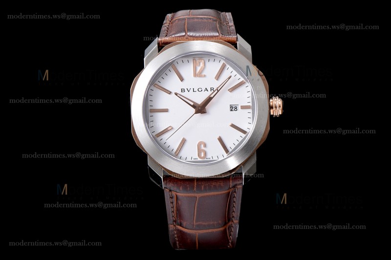 Bvlgari OCTO Series RG/LE Wht/Bro ZLO TT Aitomatic 102703 OC41C6SPGLD
