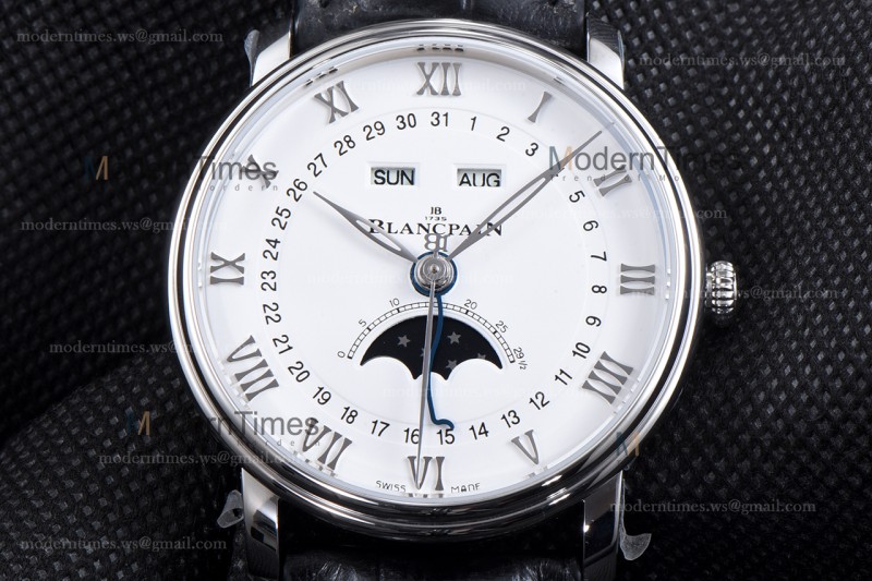 Blancpain Villeret SS/LE Wht/Blk Sapphire OMF Automatic 6654-1127-55B