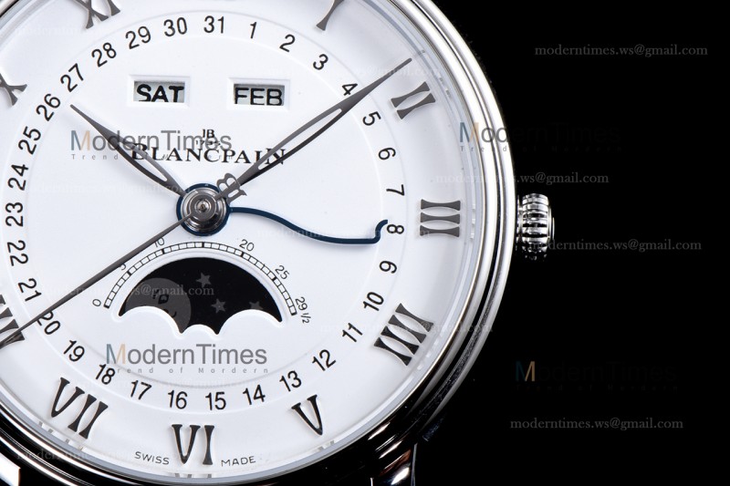 Blancpain Villeret SS/LE Wht/Blk Sapphire OMF Automatic 6654-1127-55B