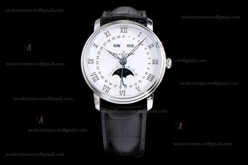 Blancpain Villeret SS/LE Wht/Blk Sapphire OMF Automatic 6654-1127-55B