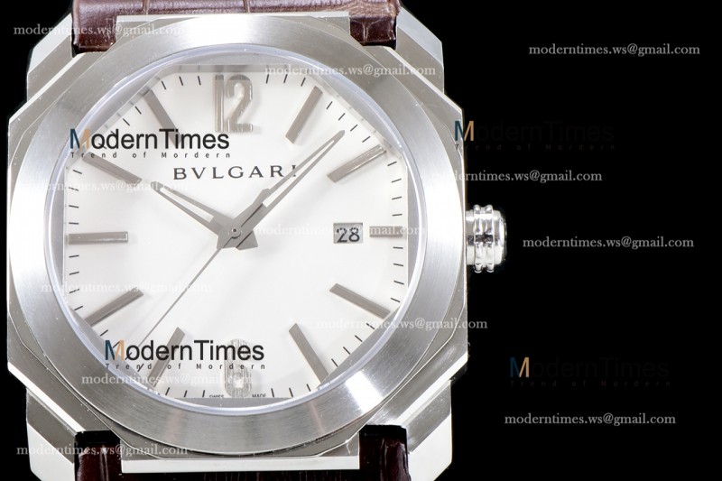 Bvlgari OCTO Series SS/LE Wht/Bro BVF Automatic 101964 BGO41BSLD