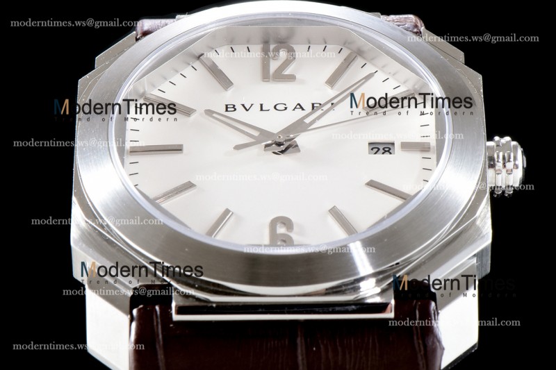 Bvlgari OCTO Series SS/LE Wht/Bro BVF Automatic 101964 BGO41BSLD