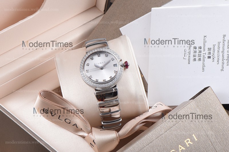 Bvlgari LVCEA Series SS/SS Wht ZLO Diams Quartz 102514 LUW23C6GDG/12