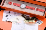 Hermes Slim D Series SS/LE BVF Wht/Red Diams Quartz 