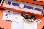 Hermes Slim D Series SS/LE BVF Wht/Per Diams Quartz 