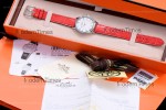 Hermes Slim D Series SS/LE BVF Wht/Red Diams Quartz 
