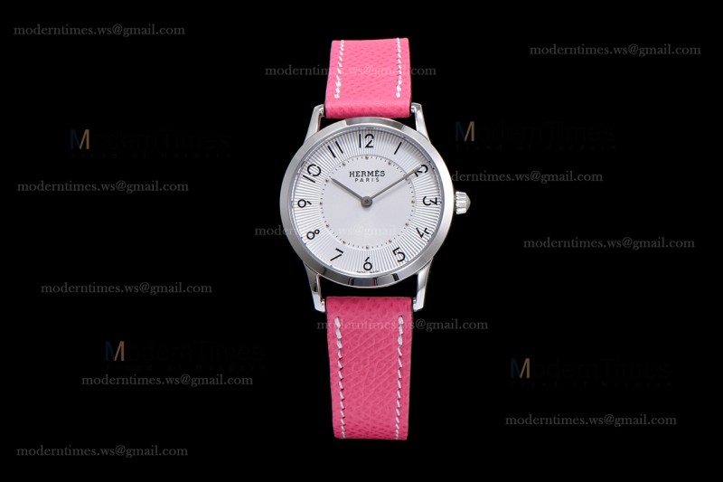 Hermes Slim D Series SS/LE BVF Wht/Pin Quartz 