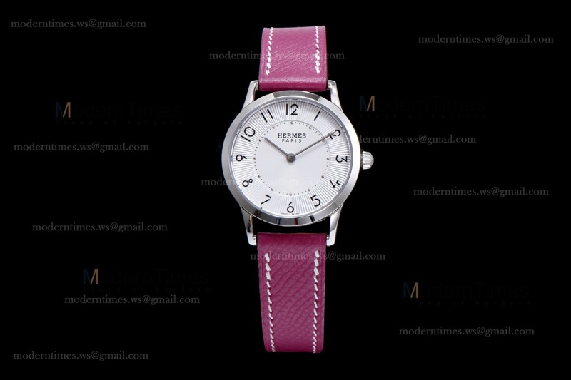 Hermes Slim D Series SS/LE BVF Wht/Red Quartz 