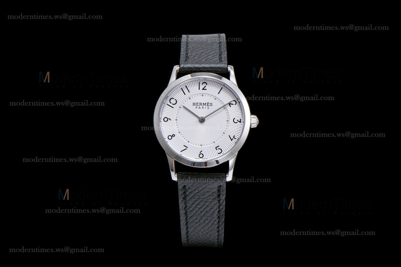 Hermes Slim D Series SS/LE BVF Wht/Blk Quartz 