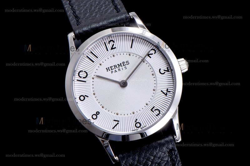 Hermes Slim D Series SS/LE BVF Wht/Blk Quartz 