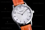 Hermes Slim D Series SS/LE BVF Wht/Bro Quartz 