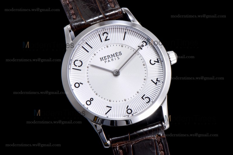Hermes Slim D Series SS/LE BVF Wht/Blk Quartz 