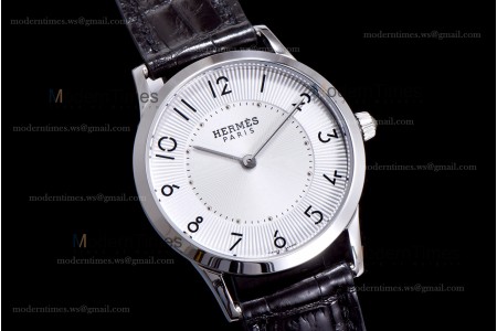 Hermes Slim D Series SS/LE BVF Wht/Blk Quartz 