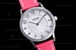 Hermes Slim D Series SS/LE BVF Wht/Pin Diams Quartz 