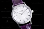 Hermes Slim D Series SS/LE BVF Wht/Per Diams Quartz 