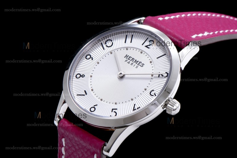 Hermes Slim D Series SS/LE BVF Wht/Red Quartz 