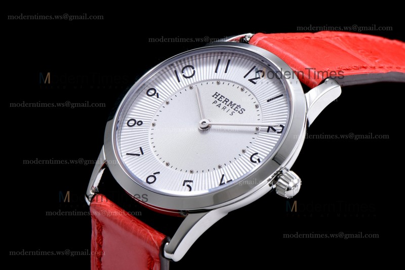 Hermes Slim D Series SS/LE BVF Wht/Red Quartz 