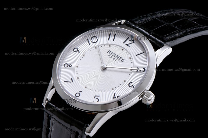 Hermes Slim D Series SS/LE BVF Wht/Blk Quartz 