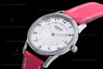 Hermes Slim D Series SS/LE BVF Wht/Pin Diams Quartz 