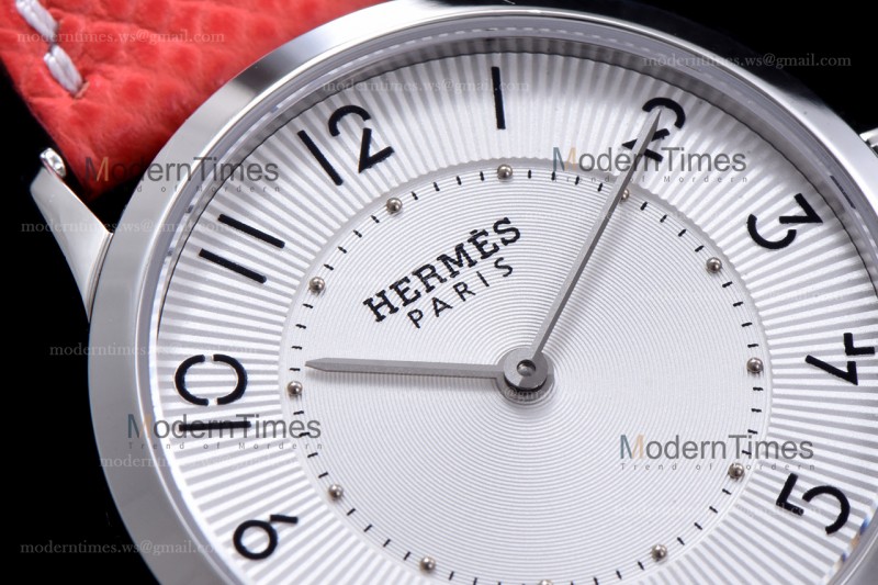 Hermes Slim D Series SS/LE BVF Wht/Red Quartz 