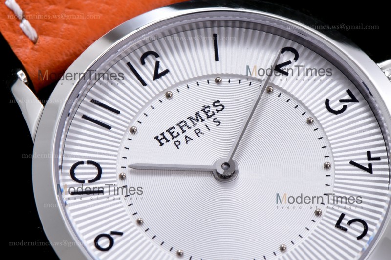 Hermes Slim D Series SS/LE BVF Wht/Bro Quartz 