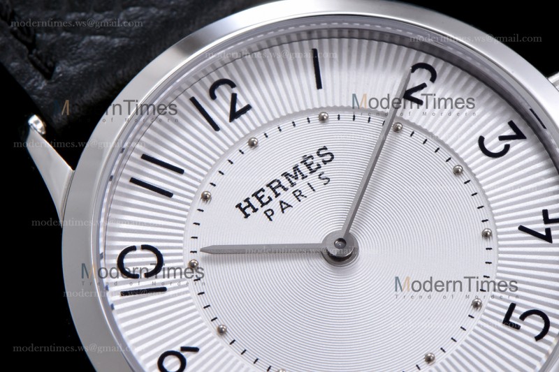 Hermes Slim D Series SS/LE BVF Wht/Blk Quartz 