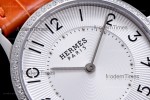 Hermes Slim D Series SS/LE BVF Wht/Bro Diams Quartz 