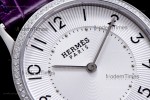 Hermes Slim D Series SS/LE BVF Wht/Per Diams Quartz 