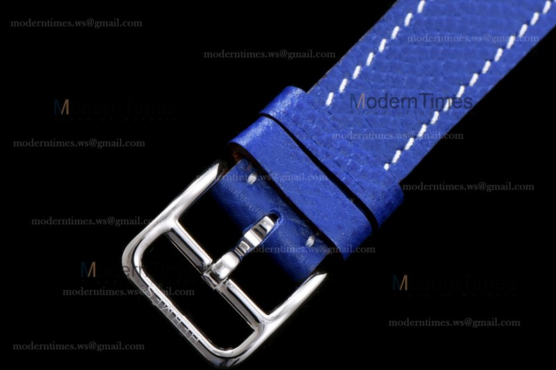 Hermes Slim D Series SS/LE BVF Wht/Blu Diams Quartz 