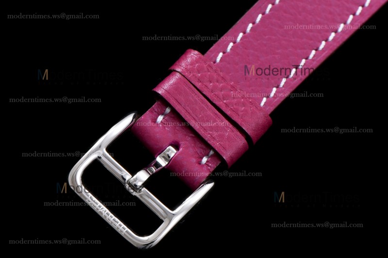 Hermes Slim D Series SS/LE BVF Wht/Red Diams Quartz 