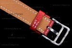 Hermes Slim D Series SS/LE BVF Wht/Red Diams Quartz 