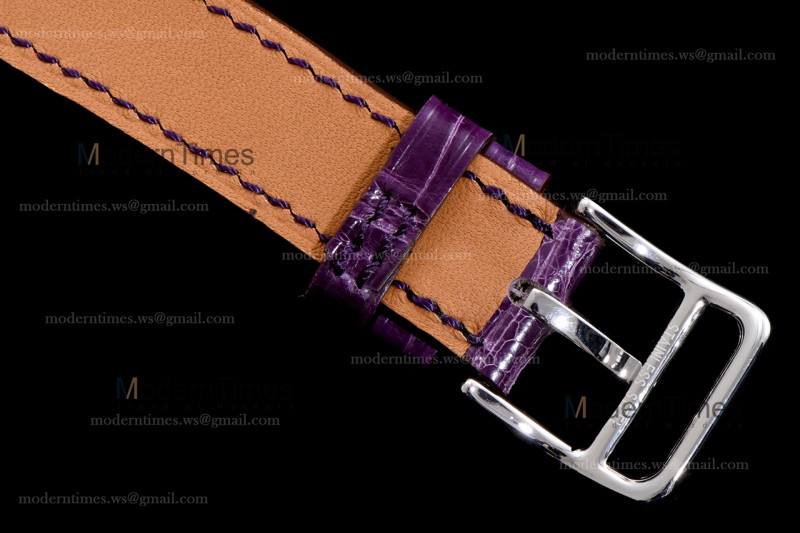 Hermes Slim D Series SS/LE BVF Wht/Per Diams Quartz 