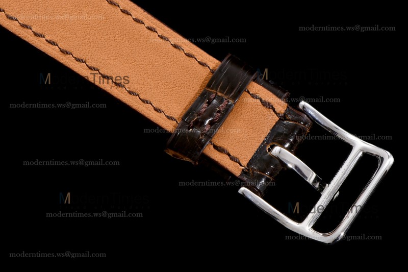 Hermes Slim D Series SS/LE BVF Wht/Bro Diams Quartz 